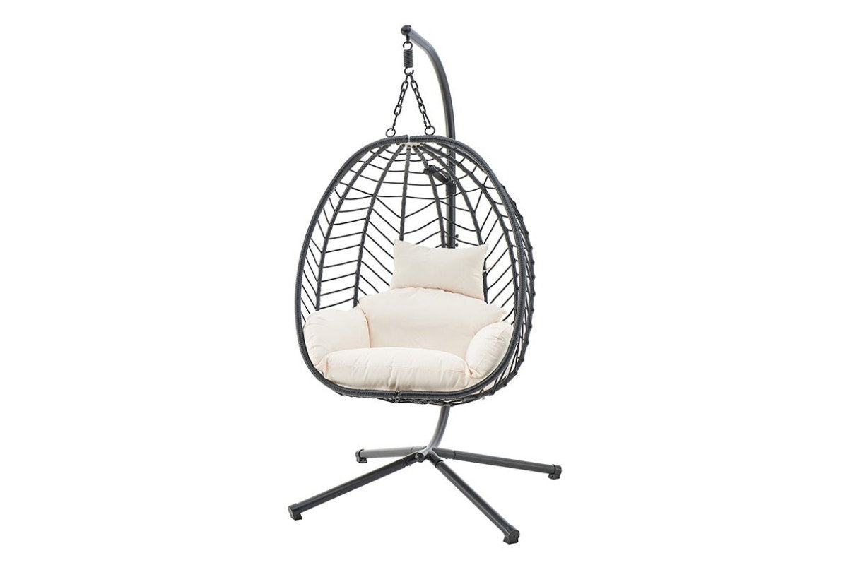 Shangri-La Mackenzie Outdoor Furniture Egg Chair (Black/ Beige)