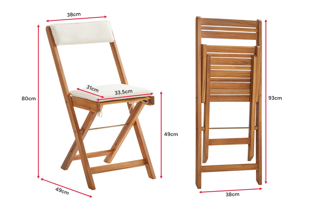 Shangri-La Maya Bay 2 Seater Foldable Outdoor Patio Set Acacia Wood (Teak Cream)