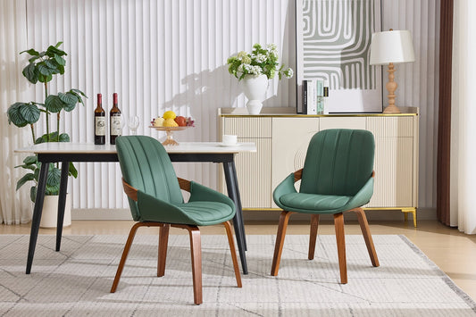 Set of 2 Shangri-La Macarro Faux Leather Dining Chairs (Green) - Auzzistore