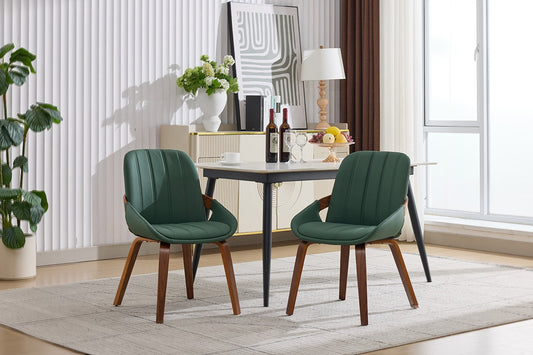Set of 2 Shangri-La Macarro Faux Leather Dining Chairs (Green) - Auzzistore