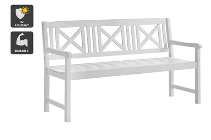 Shangri-La Outdoor Melrose Cross Back Acacia Bench PU (White)