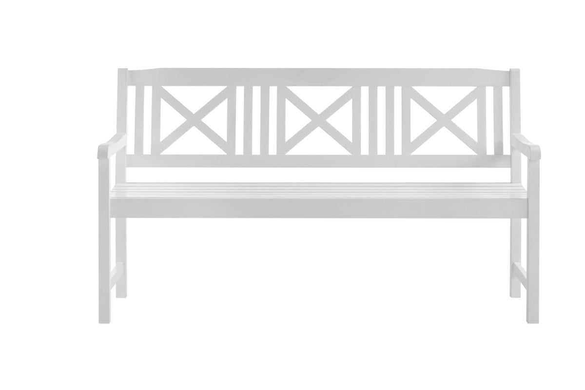 Shangri-La Outdoor Melrose Cross Back Acacia Bench PU (White)