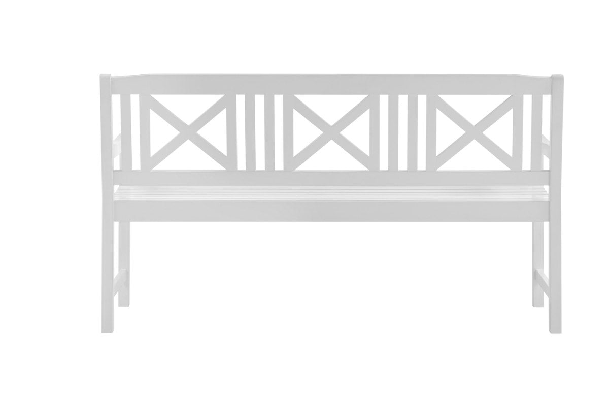 Shangri-La Outdoor Melrose Cross Back Acacia Bench PU (White)