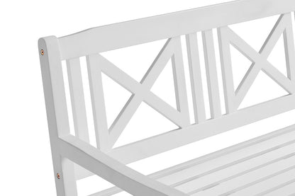 Shangri-La Outdoor Melrose Cross Back Acacia Bench PU (White)