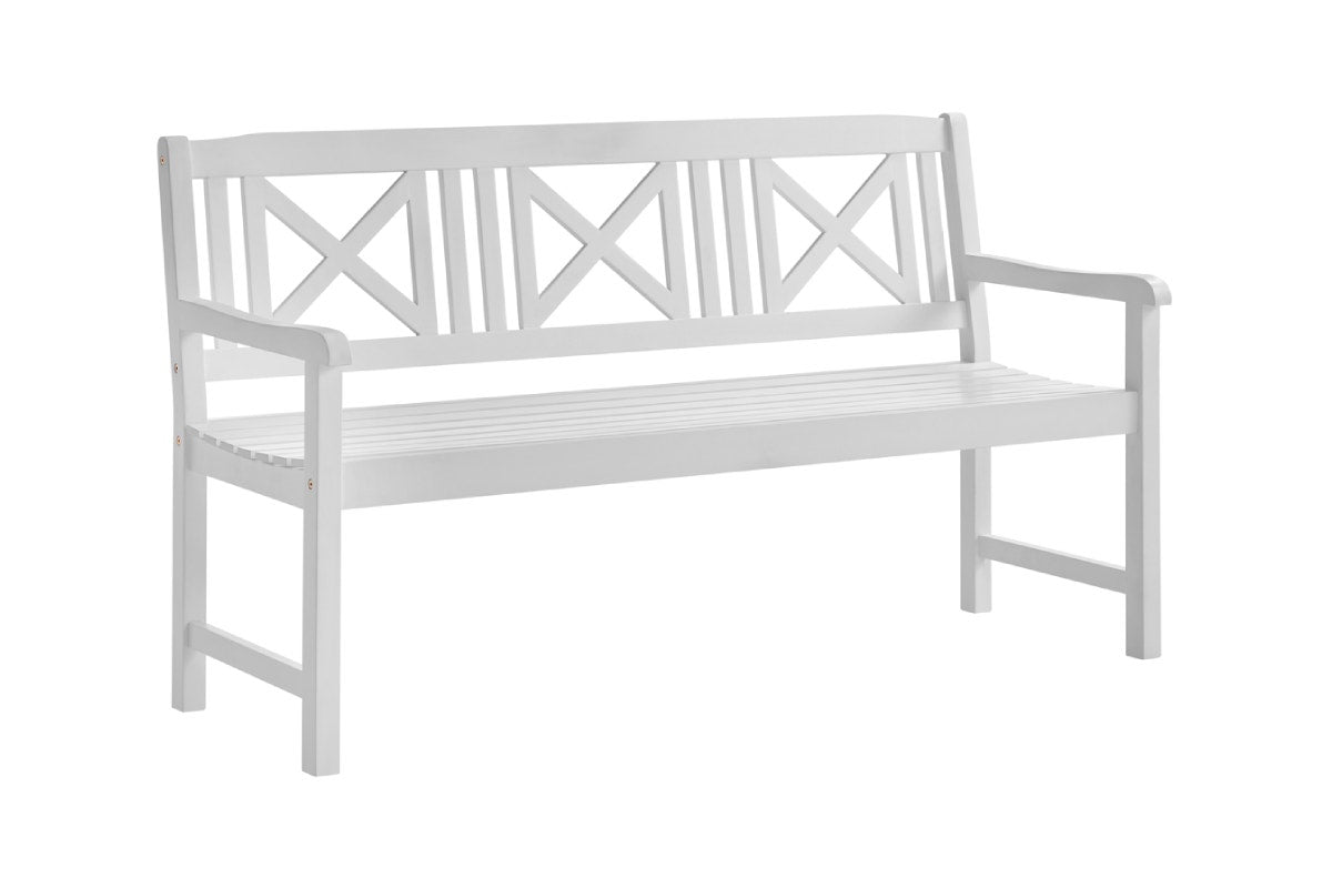 Shangri-La Outdoor Melrose Cross Back Acacia Bench PU (White)