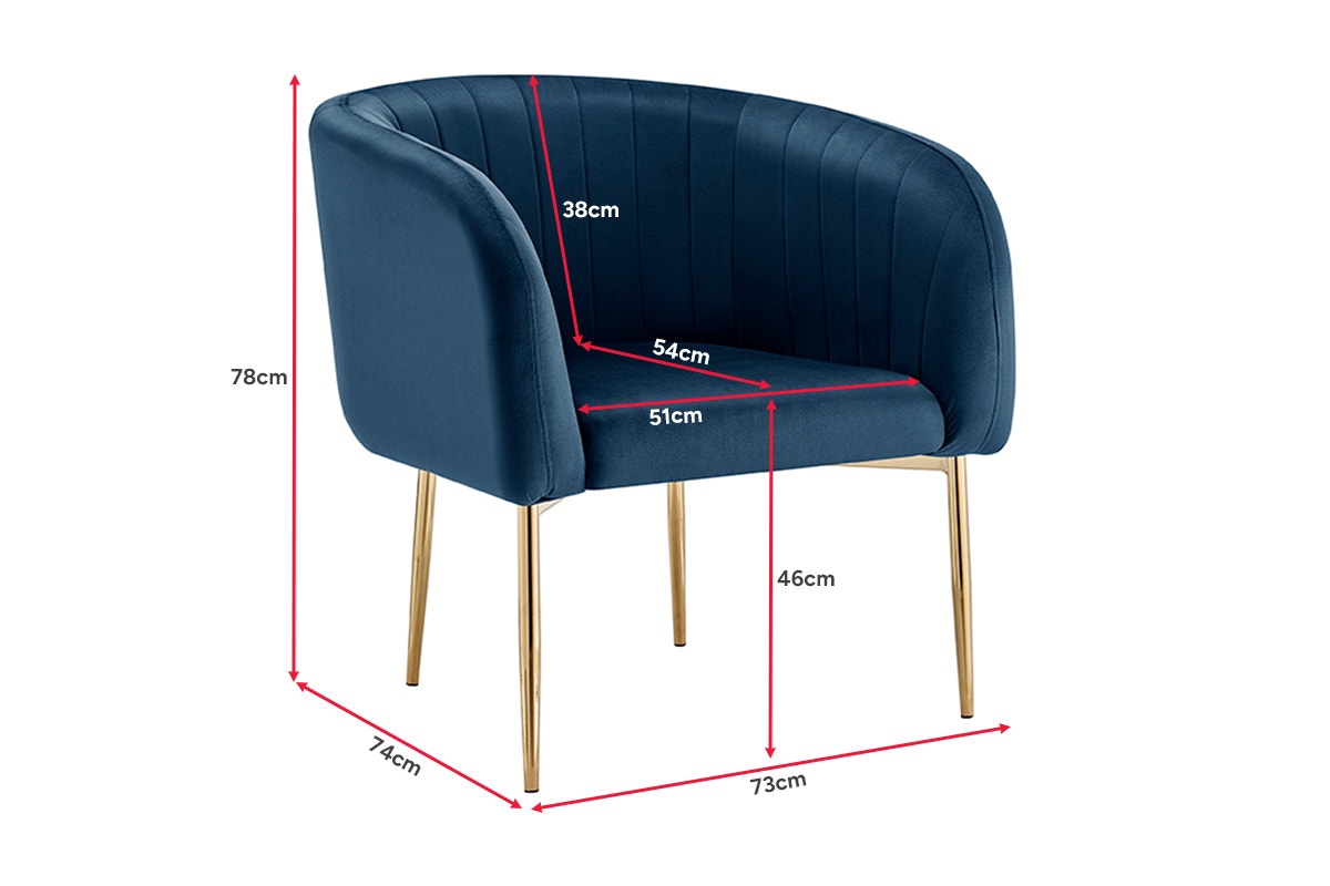 Shangri-La Mimi Premium Velvet Armchair (Navy)