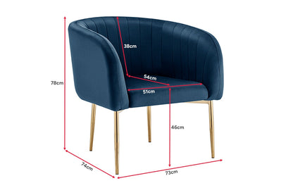Shangri-La Mimi Premium Velvet Armchair (Navy)