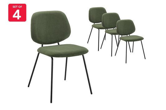 Set of 4 Shangri-La Mullion Corduroy Dining Chairs (Green)