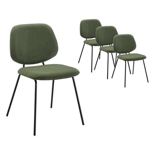 Set of 4 Shangri-La Mullion Corduroy Dining Chairs (Green)