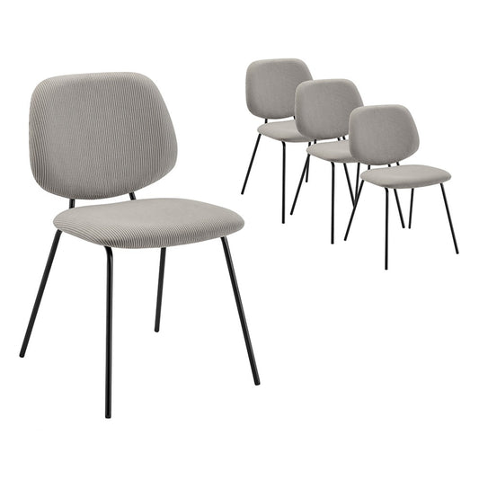 Set of 4 Shangri-La Mullion Corduroy Dining Chairs (Grey)