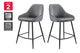 Set of 2 Shangri-La Monaco Velvet Bar Stools (Charcoal/Black)