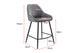 Set of 2 Shangri-La Monaco Velvet Bar Stools (Charcoal/Black)