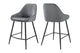 Set of 2 Shangri-La Monaco Velvet Bar Stools (Charcoal/Black)