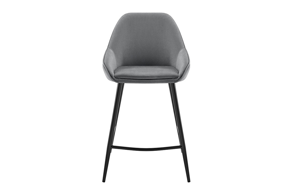 Set of 2 Shangri-La Monaco Velvet Bar Stools (Charcoal/Black)
