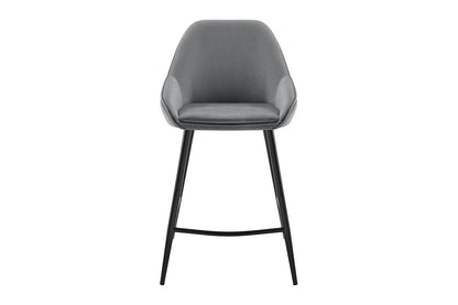 Set of 2 Shangri-La Monaco Velvet Bar Stools (Charcoal/Black)