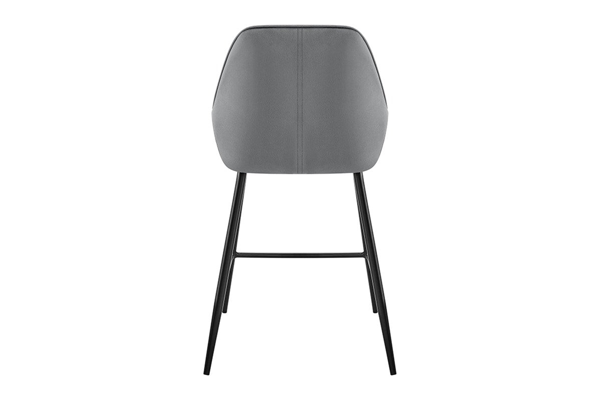 Set of 2 Shangri-La Monaco Velvet Bar Stools (Charcoal/Black)