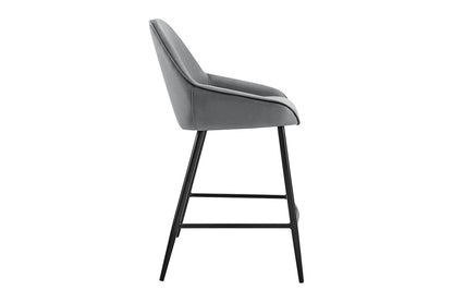 Set of 2 Shangri-La Monaco Velvet Bar Stools (Charcoal/Black)