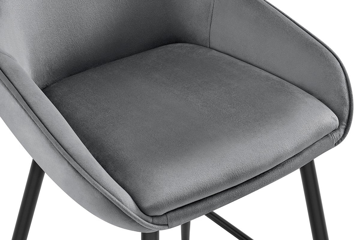 Set of 2 Shangri-La Monaco Velvet Bar Stools (Charcoal/Black)
