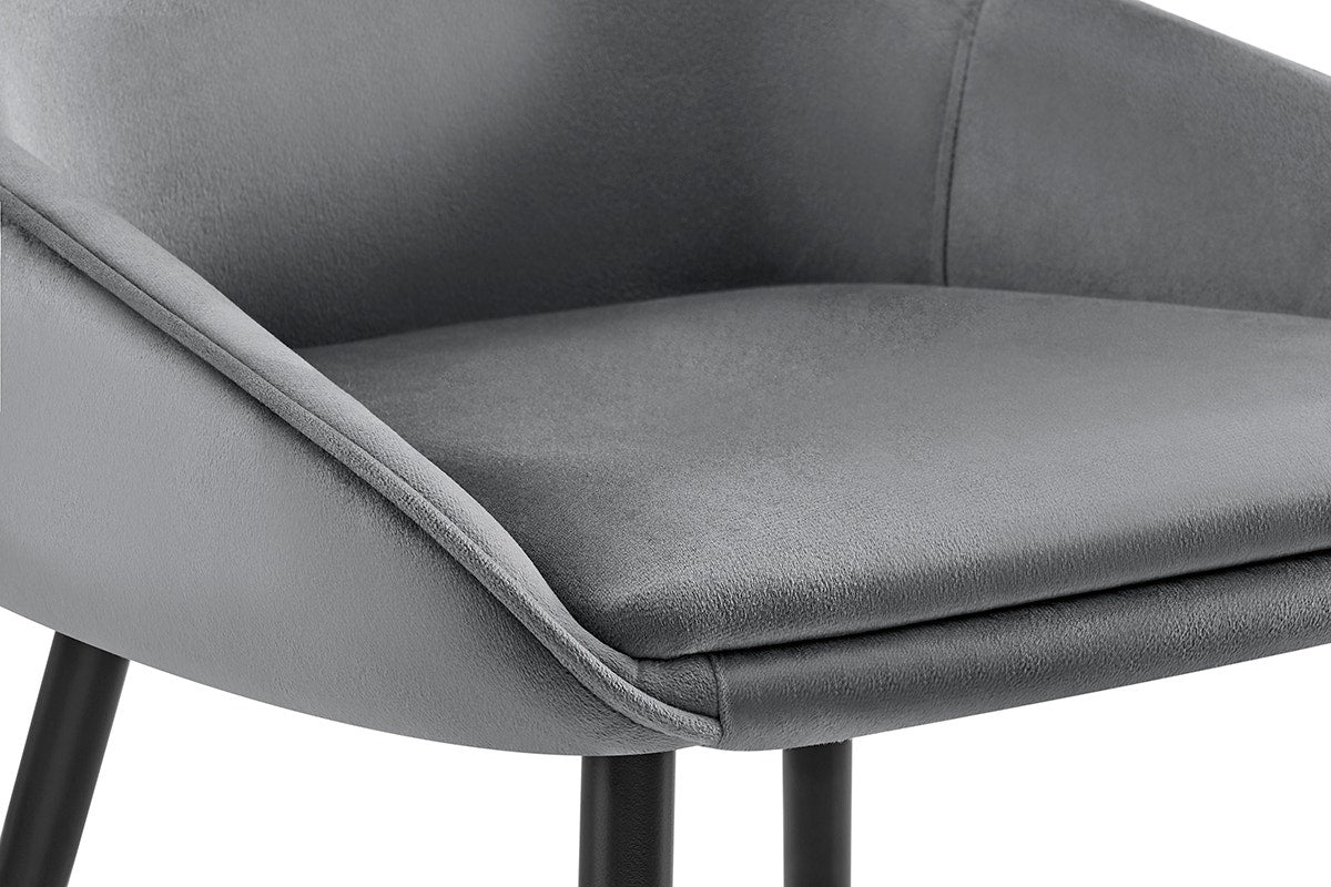 Set of 2 Shangri-La Monaco Velvet Bar Stools (Charcoal/Black)