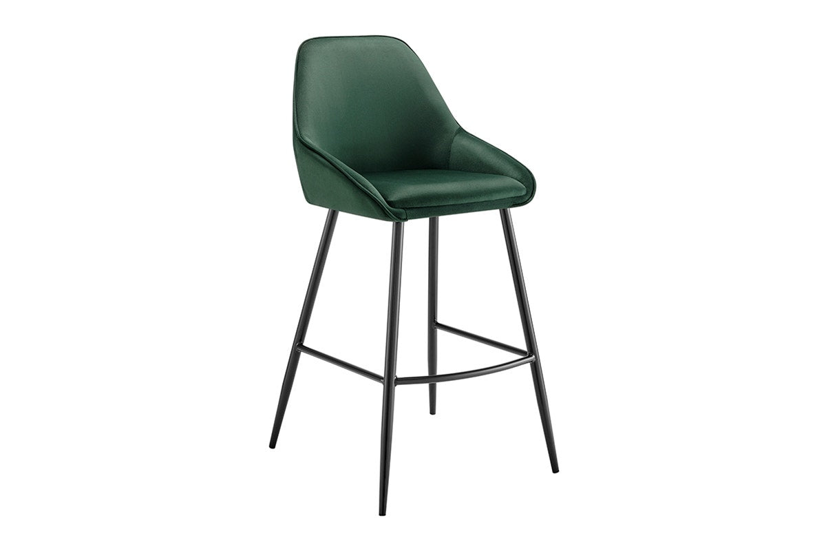 Set of 2 Shangri-La Monaco Velvet Bar Stools (Olive Green/Black)