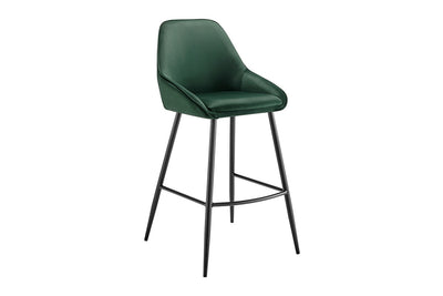 Set of 2 Shangri-La Monaco Velvet Bar Stools - Olive Green/Black