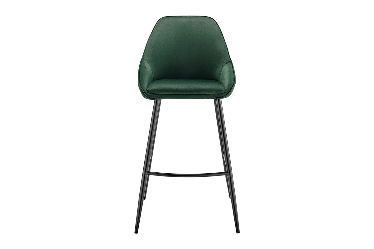 Set of 2 Shangri-La Monaco Velvet Bar Stools (Olive Green/Black)