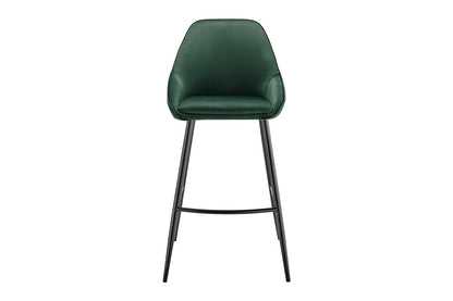 Set of 2 Shangri-La Monaco Velvet Bar Stools (Olive Green/Black)