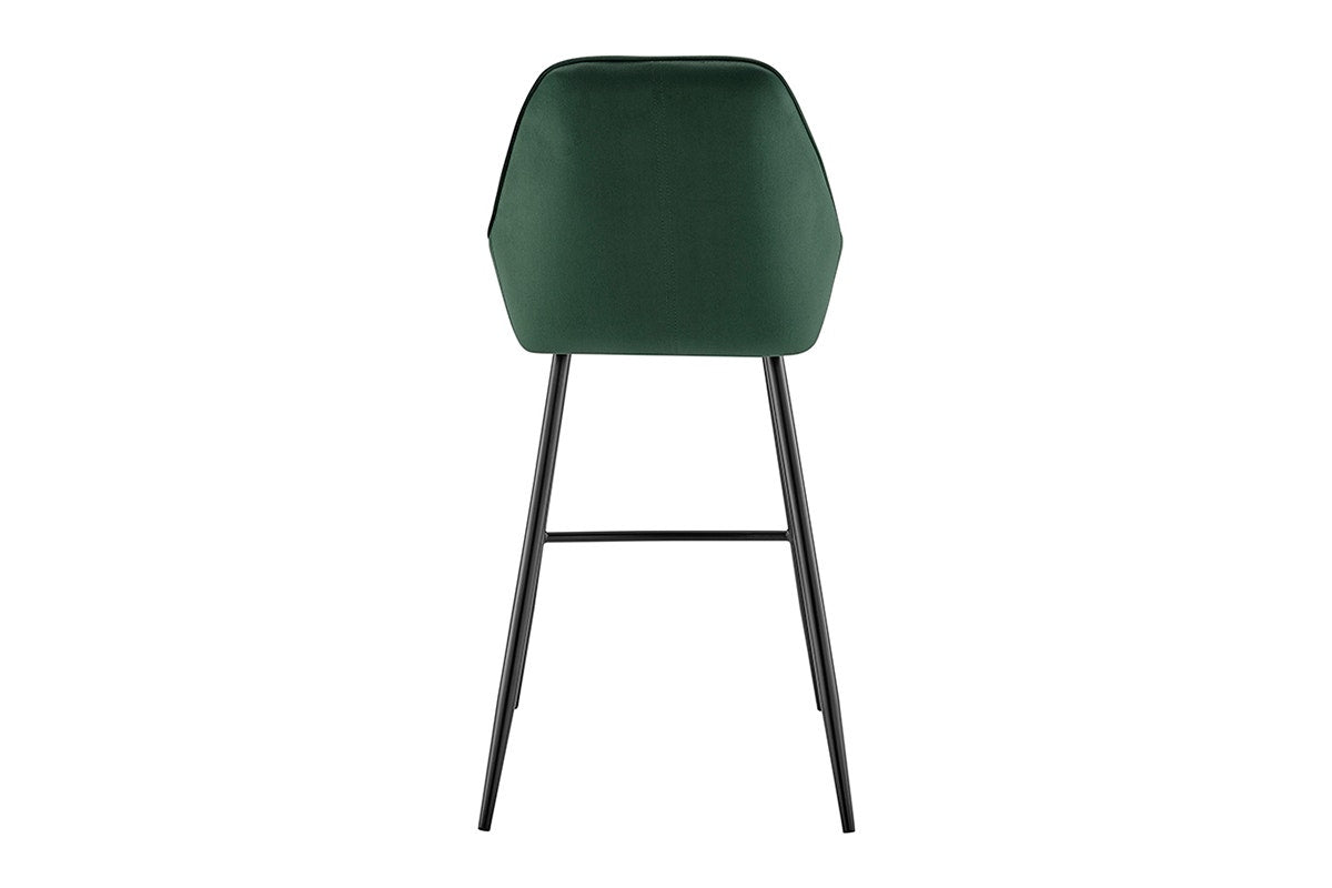 Set of 2 Shangri-La Monaco Velvet Bar Stools (Olive Green/Black)