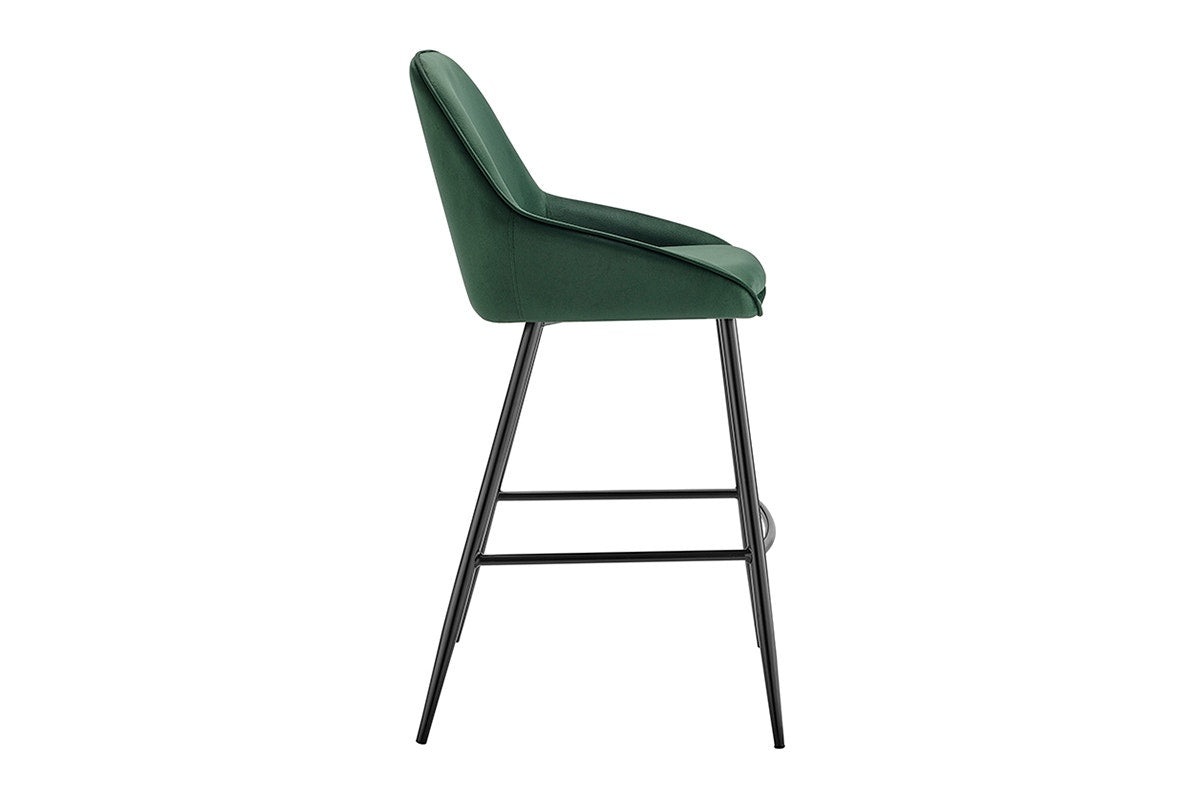 Set of 2 Shangri-La Monaco Velvet Bar Stools (Olive Green/Black)