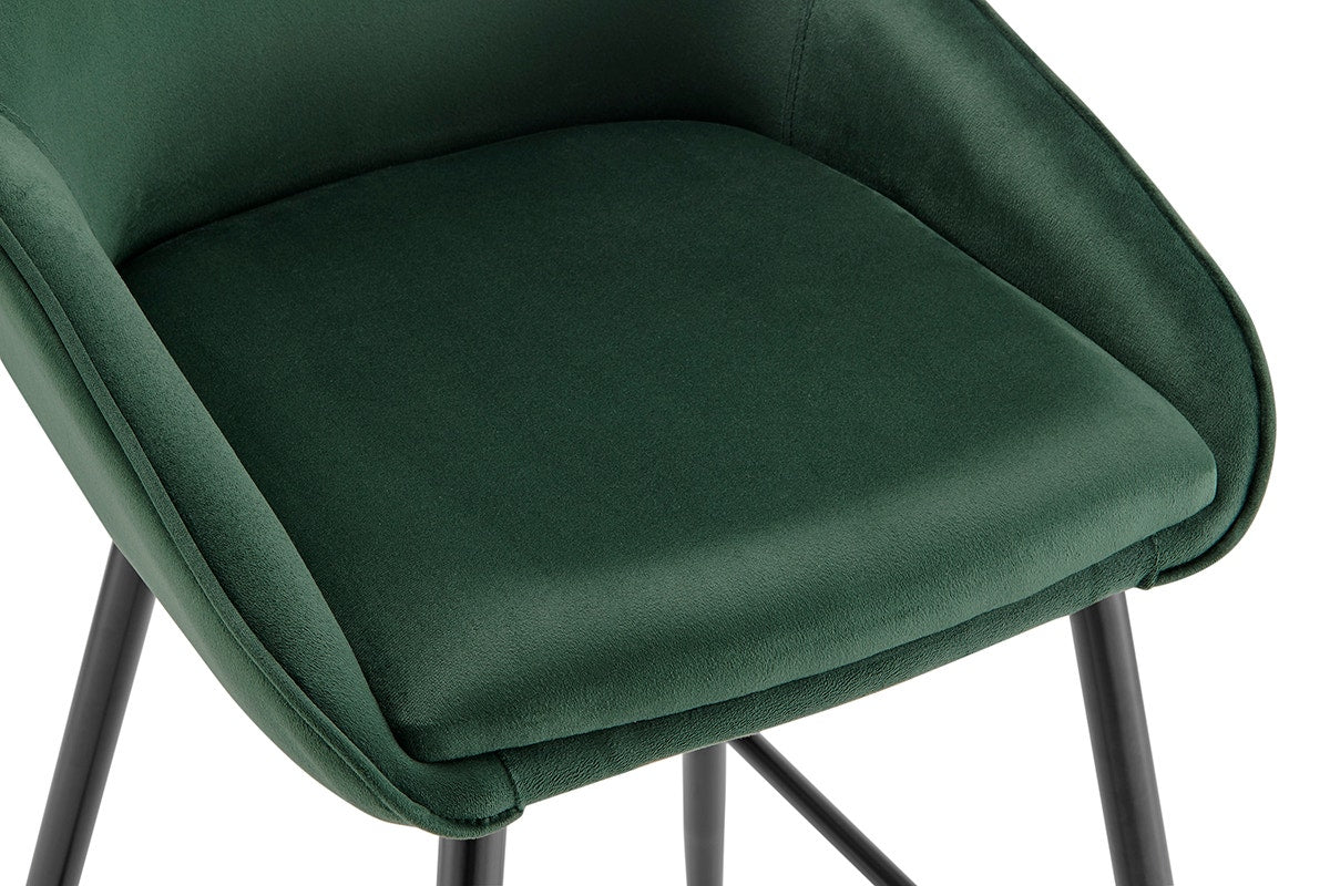 Set of 2 Shangri-La Monaco Velvet Bar Stools (Olive Green/Black)