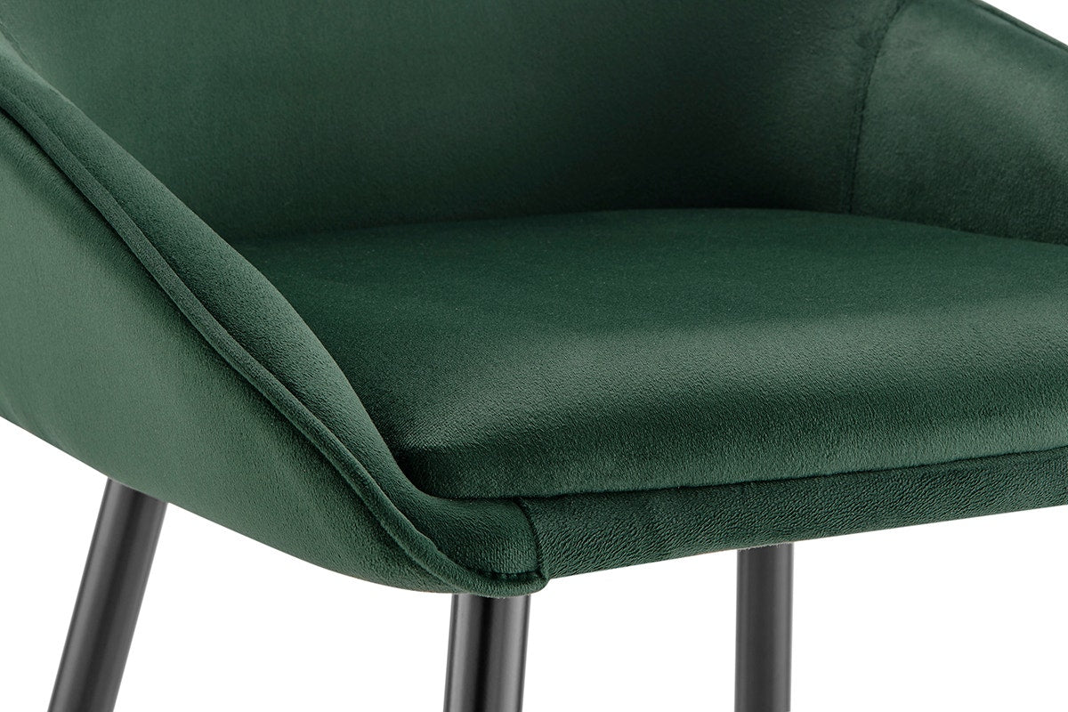 Set of 2 Shangri-La Monaco Velvet Bar Stools (Olive Green/Black)