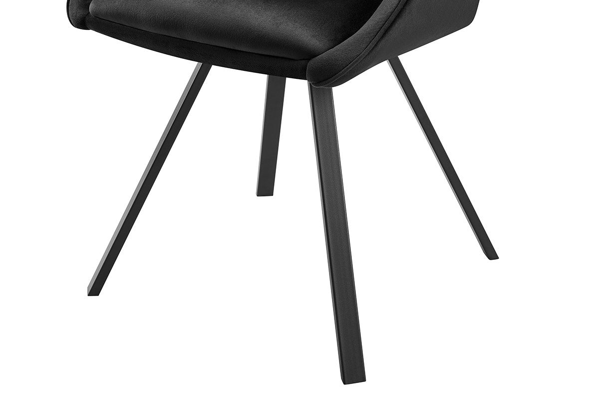 Set of 2 Shangri-La Monaco Velvet Swivel Dining Chairs (Charcoal/Black)