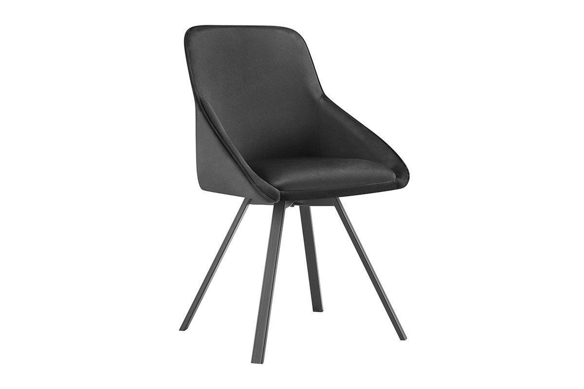 Set of 2 Shangri-La Monaco Velvet Swivel Dining Chairs (Charcoal/Black)