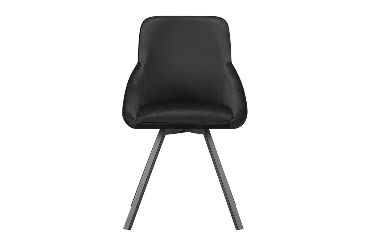 Set of 2 Shangri-La Monaco Velvet Swivel Dining Chairs (Charcoal/Black)