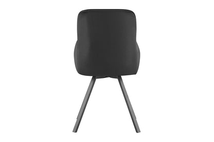 Set of 2 Shangri-La Monaco Velvet Swivel Dining Chairs (Charcoal/Black)