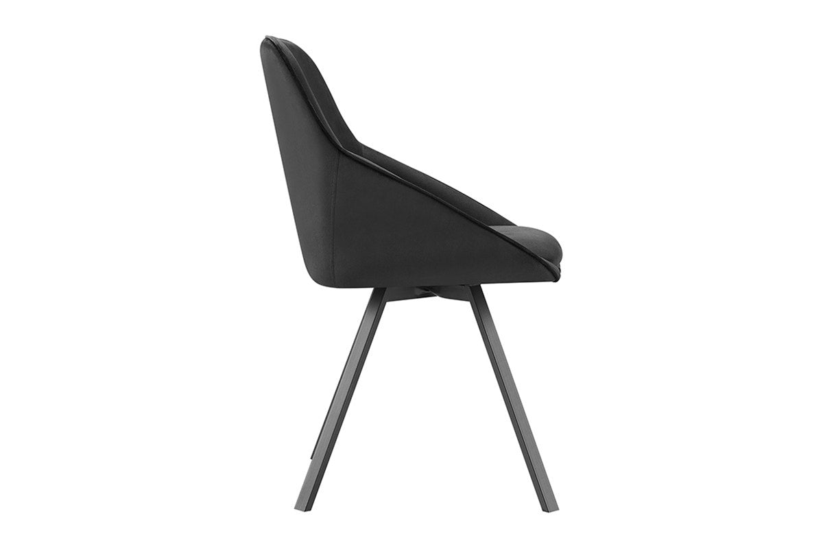 Set of 2 Shangri-La Monaco Velvet Swivel Dining Chairs (Charcoal/Black)