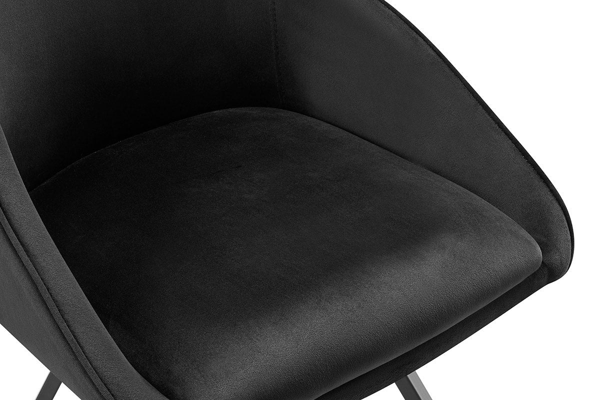 Set of 2 Shangri-La Monaco Velvet Swivel Dining Chairs (Charcoal/Black)