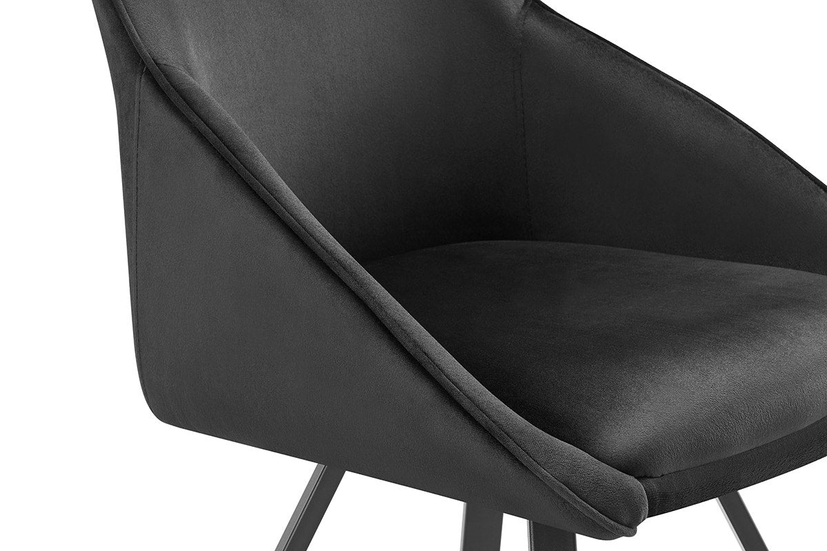 Set of 2 Shangri-La Monaco Velvet Swivel Dining Chairs (Charcoal/Black)