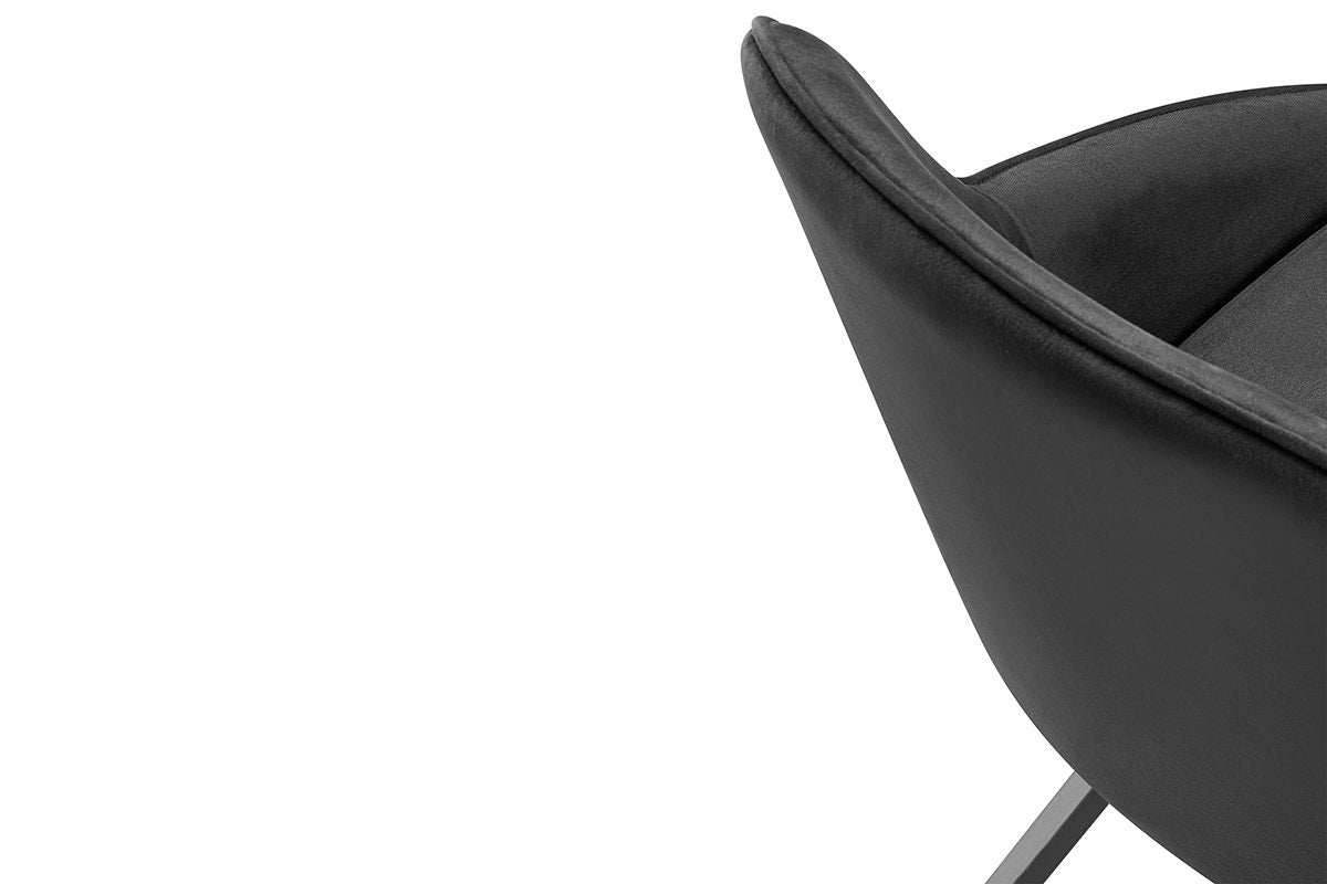 Set of 2 Shangri-La Monaco Velvet Swivel Dining Chairs (Charcoal/Black)