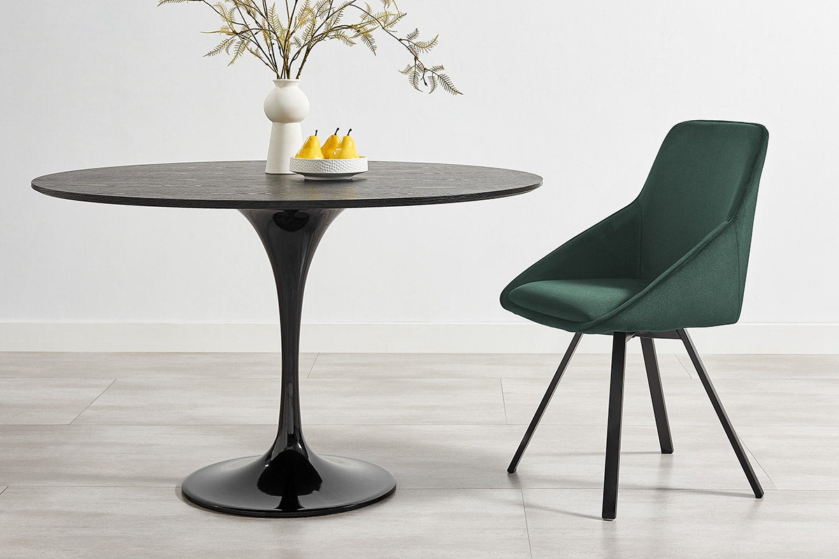 Set of 2 Shangri-La Monaco Velvet Swivel Dining Chairs (Green/Black)