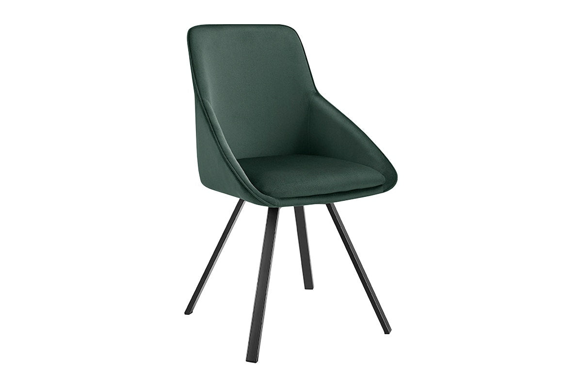 Set of 2 Shangri-La Monaco Velvet Swivel Dining Chairs (Green/Black)