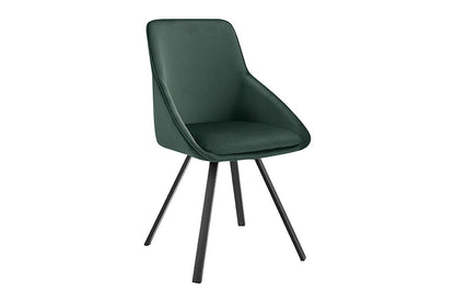 Set of 2 Shangri-La Monaco Velvet Swivel Dining Chairs (Green/Black)