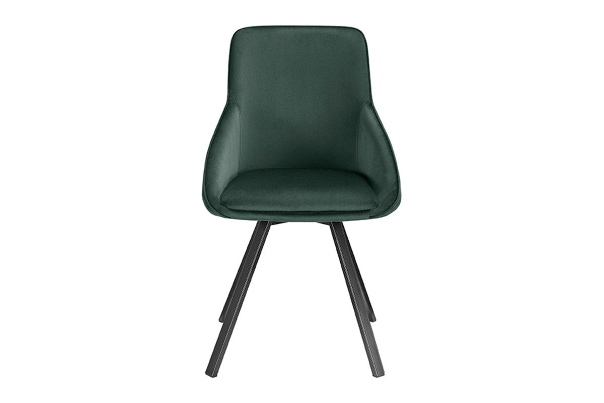 Set of 2 Shangri-La Monaco Velvet Swivel Dining Chairs (Green/Black)