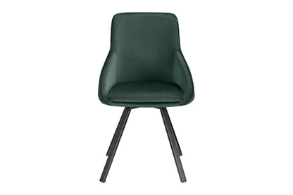 Set of 2 Shangri-La Monaco Velvet Swivel Dining Chairs (Green/Black)