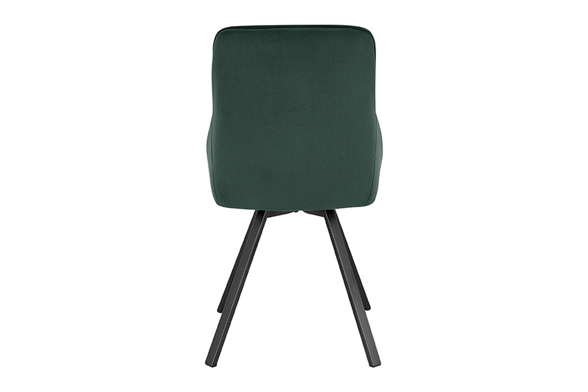 Set of 2 Shangri-La Monaco Velvet Swivel Dining Chairs (Green/Black)