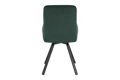 Set of 2 Shangri-La Monaco Velvet Swivel Dining Chairs (Green/Black)