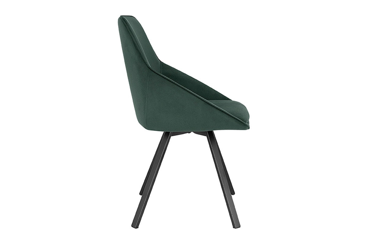 Set of 2 Shangri-La Monaco Velvet Swivel Dining Chairs (Green/Black)