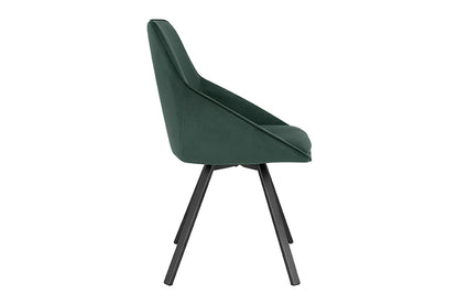 Set of 2 Shangri-La Monaco Velvet Swivel Dining Chairs (Green/Black)