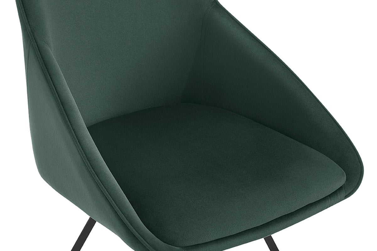 Set of 2 Shangri-La Monaco Velvet Swivel Dining Chairs (Green/Black)
