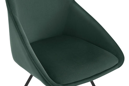 Set of 2 Shangri-La Monaco Velvet Swivel Dining Chairs (Green/Black)